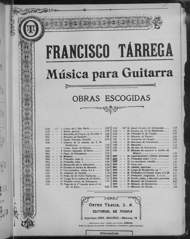 Preludios núms. 1 y 2 / por D. Francisco Tárrega