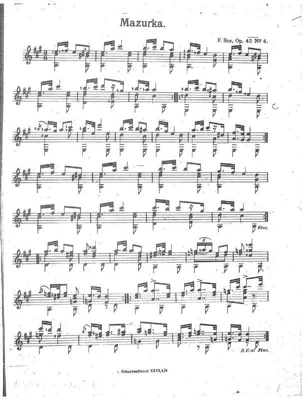 Mazurka, op. 43, no. 4 ; Andante, op. 43, no. 5 ; Walzer, op. 43, no. 6 / F. Sor.