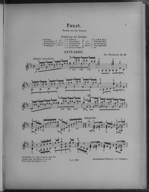 Faust : Musik von Ch. Gounod : Guitarre : op. 62 / Jos. Fahrbach.