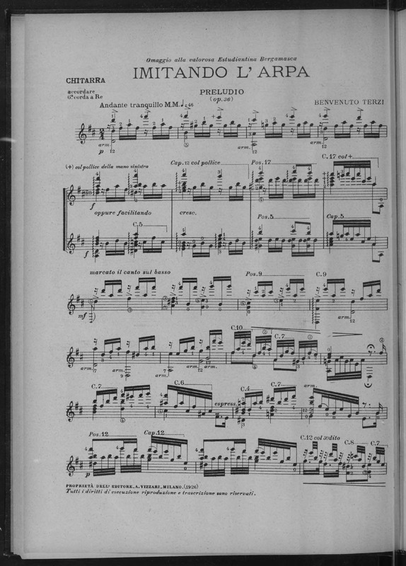 Imitando l'arpa : preludio : chitarra (op. 36) / Benvenuto Terzi