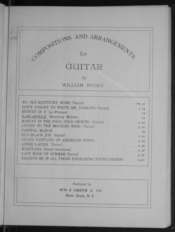 Barcarolle : (Bounding billows) : guitar solo / by William Foden.