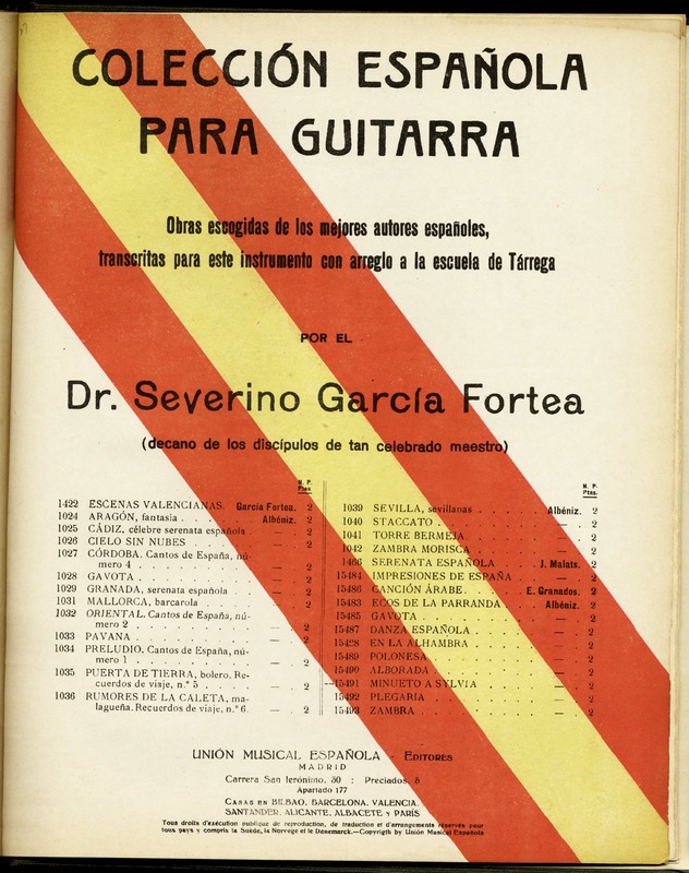Minueto a Sylvia / I. Albeniz ; transcripción para guitarra por S. Garcia