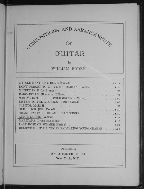 Annie Laurie : grand fantasie : guitar solo / arr. by William Foden.
