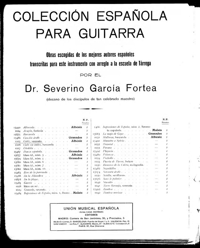 Cádiz / I. Albéniz ; [transcripción para guitarra por] S. Severino García Fortea.