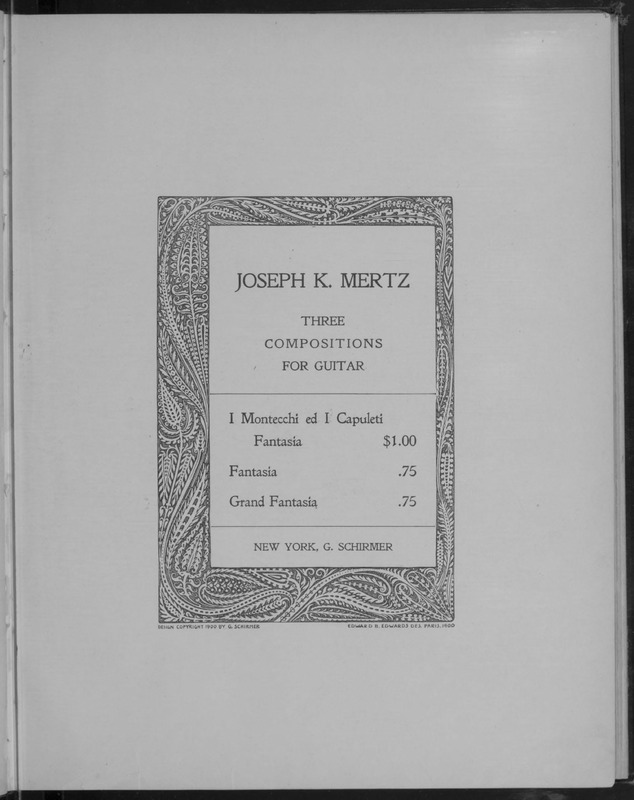 I Montecchi ed i Capuleti : opera by V. Bellini : fantasia for guitar / Joseph K. Mertz.