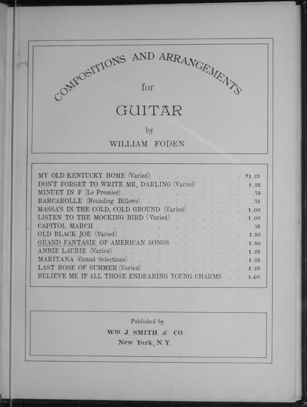 Grand fantasie of American songs : guitar solo / compiled and arranged by William Foden