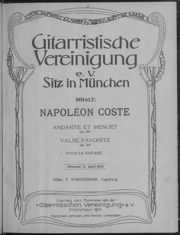 Andante et menuet, op. 39 ; Valse favorite : op. 46 : pour la guitare / Napoléon Coste