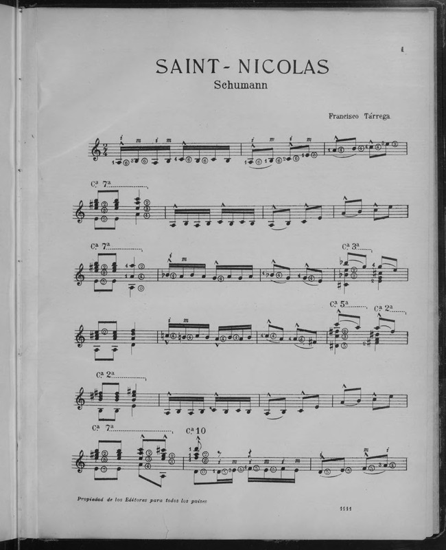 Saint-Nicolas / Schumann ; [arreglado por] Francisco Tárrega