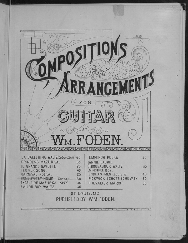 Home sweet home : (varied) : guitar solo / J.H. Payne ; arranged by Wm. Foden.