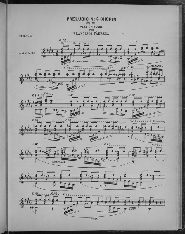 Preludio no. 6 (op. 28) ; Preludio no. 7 ; Preludio no. 20 / Chopin ; [arreglado] para guitarra por Francisco Tárrega.