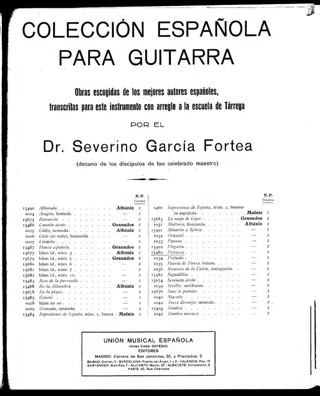 Polonesa / I. Albeniz ; transcripción para guitarra por S. Garcia