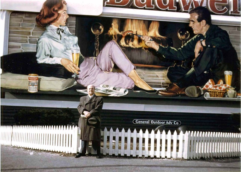 1958- DF and his Budweiser Billboard for GOA 1958.jpg
