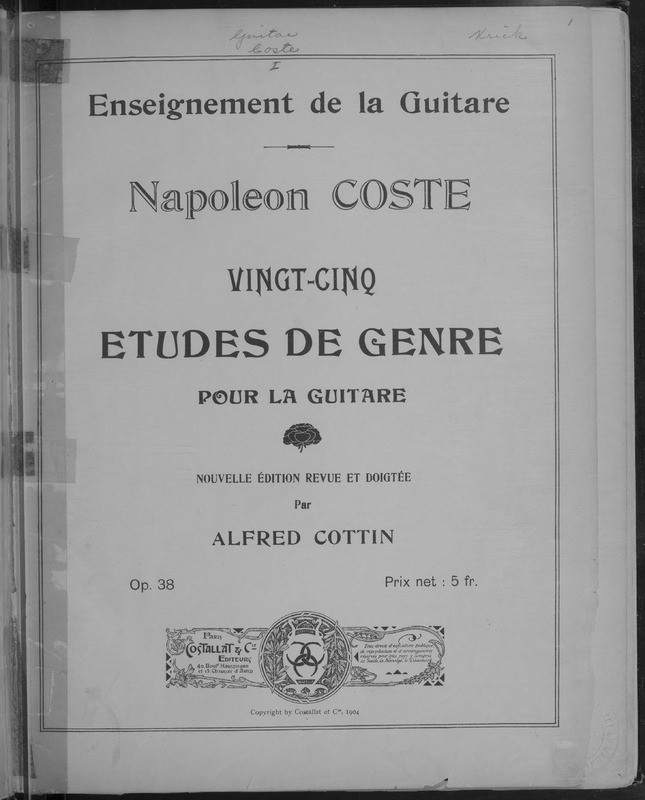 Vingt-cinq études de genre : pour la guitare : op. 38 / Napoléon Coste.