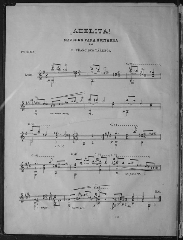 ¡Adelita! / mazurka para guitarra por D. Francisco Tárrega.