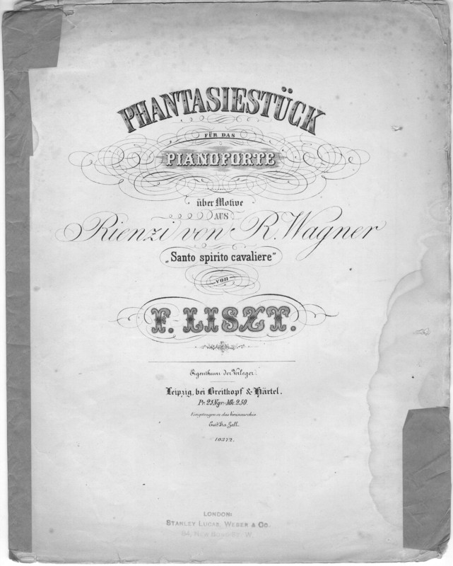 Phantasiestück : für das pianoforte : über motive aus Rienzi von R. Wagner : "Santo spirito cavaliere" 