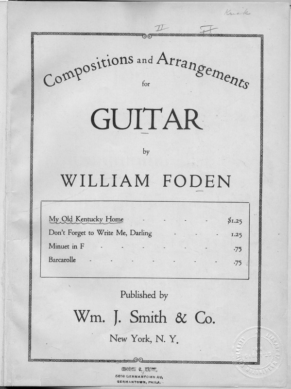 My old Kentucky home : guitar solo, varied / S.C. Foster ; arr. by William Foden.