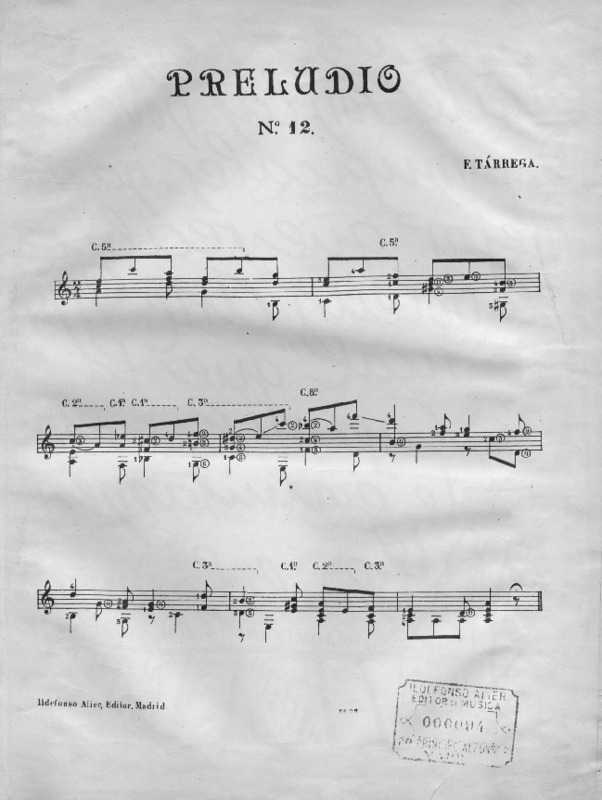Preludio no. 12 y fragmento de la 7a sinfonia de Beethoven / F. Tárrega.