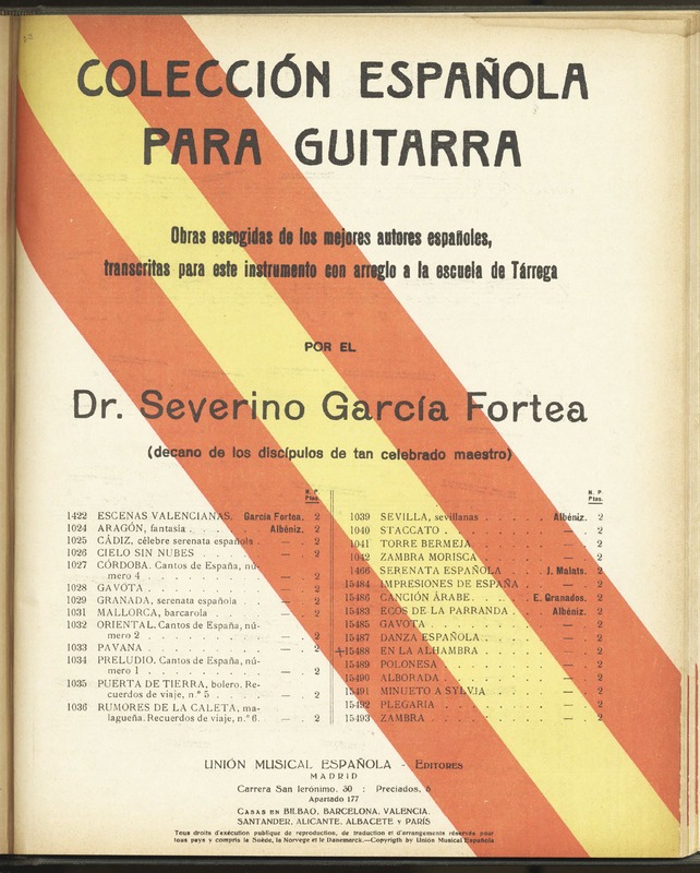 En la Alhambra : capricho morisco / I. Albeniz ; transcripción para guitarra por S. Garcia.