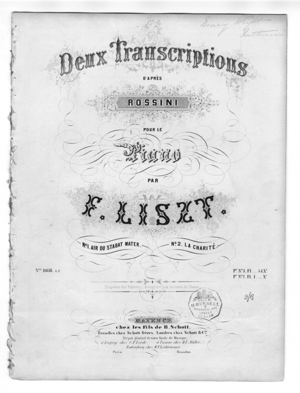 Deux transcriptions d'après Rossini : pour piano