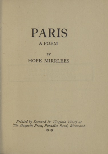 Title page of Paris: A Poem