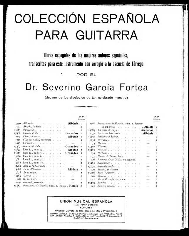 Serenata árabe / I. Albeniz ; transcripción para guitarra por S. Garcia