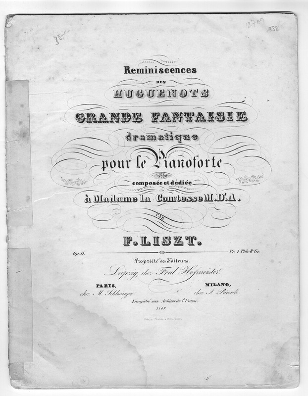Réminiscences des Huguenots : grande fantaisie dramatique pour le pianoforte, op. 11