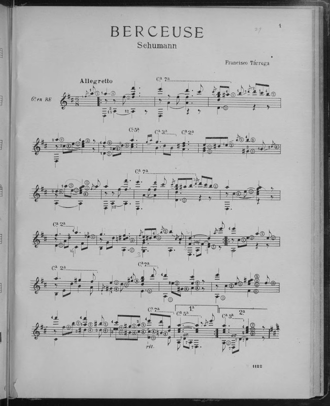 Berceuse / Schumann ; [arreglado por] Francisco Tárrega.
