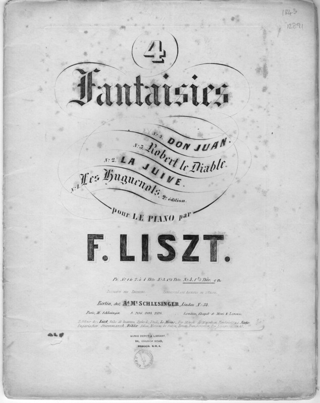 Grande fantaisie (réminiscences) de Don Juan [by W. A. Mozart]. <Pour le piano.>. 