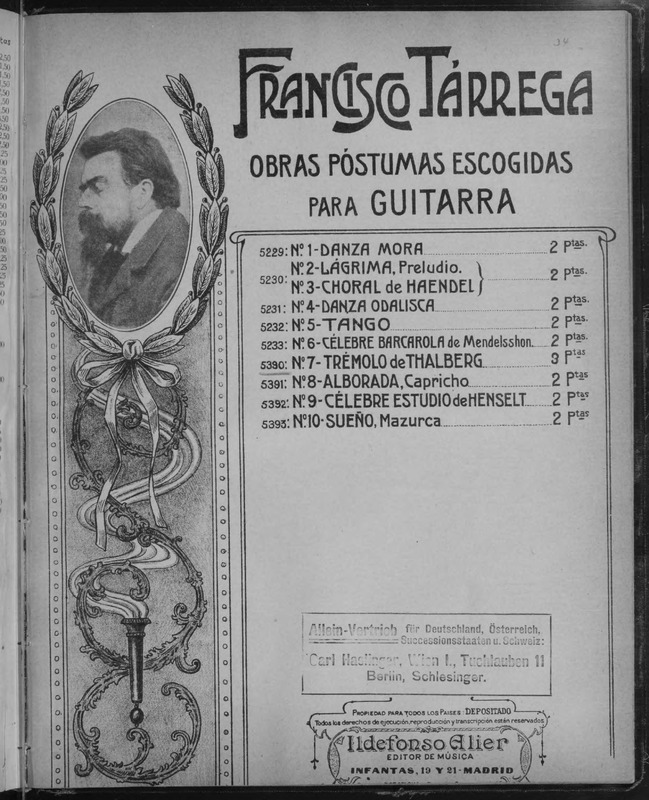 Tema y estudio de concierto / de Thalberg ; arreglo de Francisco Tárrega.