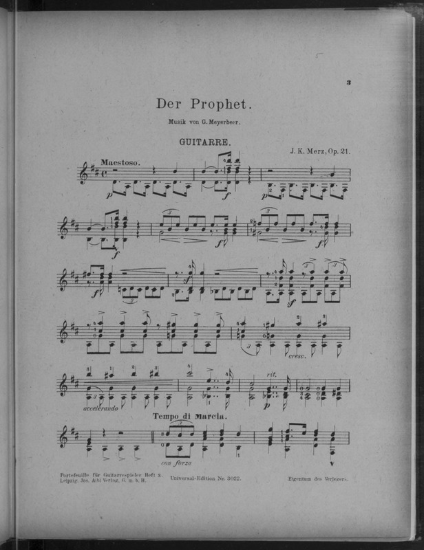 Der Prophet : Musik von G. Meyerbeer : Guitarre : op. 21 / J.K. Merz.