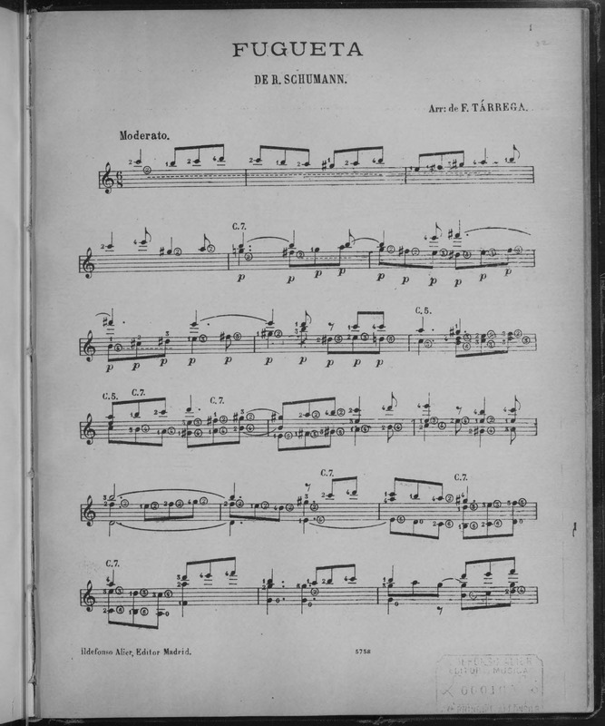 Fugueta / de R. Schumann ; arr: de F. Tárrega