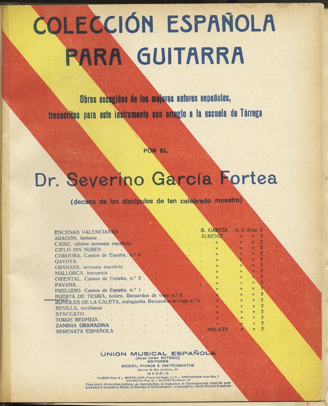 Puerta de tierra : bolero / by I. Albeniz ; transcripción para guitarra por S. García