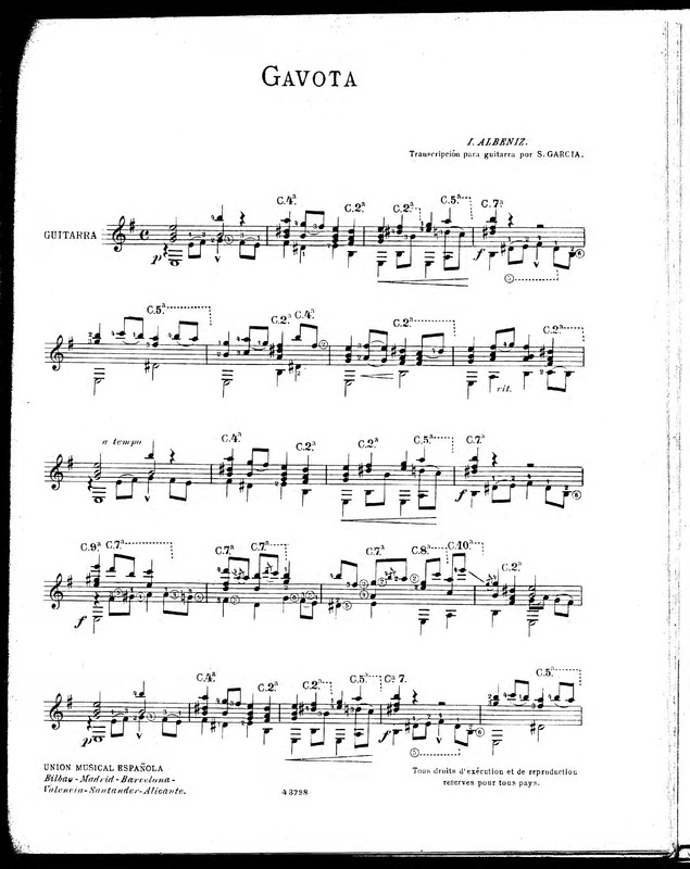Gavota / I. Albéniz ; transcripción para guitarra por S. García.