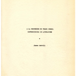 <em>A La Recherche du Temps Perdu: Impressionism in Literature</em> by James Merrill
