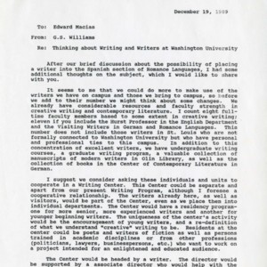 Letter from Gerhild Williams to Ed Macias, December 19, 1989