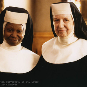 Mary as Sister Mary Lazarus with Whoopi Goldburg in _Sister Act_.