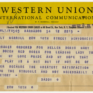 Telegram from Charles Merrill to James Merrill<br />
