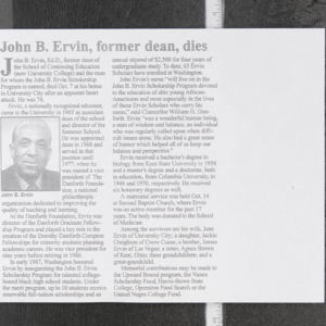 <em>John B. Ervin, former dean, dies</em>