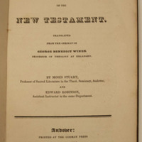 A Greek grammar of the New Testament translated from the German of George Benedict Winer by Moses Stuart and Edward Robinson
