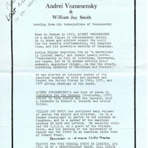 "Andrei Voznesensky and William Jay Smith Reading From His Translations of Voznesensky"