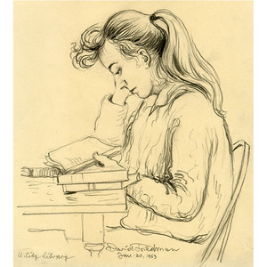 Woman Reading At Desk