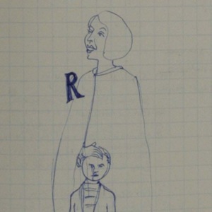 Merrill's Sketch of Mother in Red Cross cape from his 1963 Journal