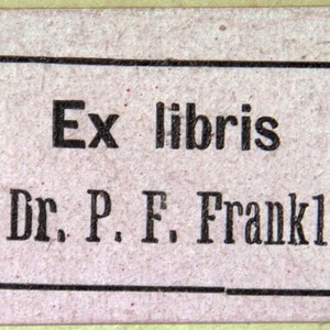 Bookplate of P. F. (Pinkus Fritz) Frankl