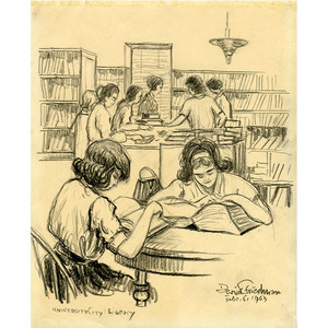 Two Women Reading Books At Table
