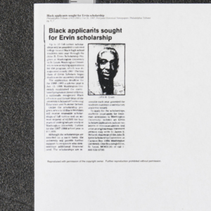 "Black applicants sought for Ervin scholarship"