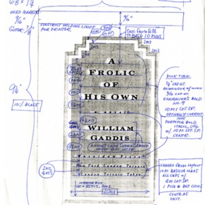 Setting copy of <em>A Frolic of His Own</em> by William Gaddis