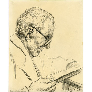 Older Man Wearing Glasses Man Reading Book