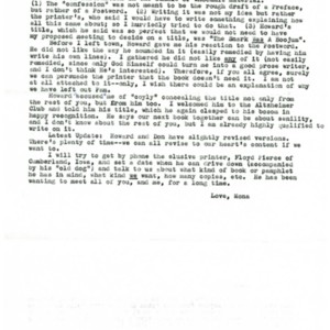 Typed letter from Mona Van Duyn to John N. Morris, Howard Nemerov, Constance Urdang, and Donald Finkel, October 29, 1984