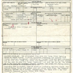 Howard Nemerov's Army Separation Qualification Record