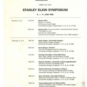 "Stanley Elkin Symposium"